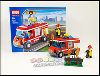 正品GUDI古迪9209轻型消防车火警消防城市小颗粒积木儿童拼装玩具