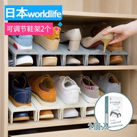 日本进口鞋子收纳架塑料双层可调节鞋架鞋柜整理神器置物创意鞋托