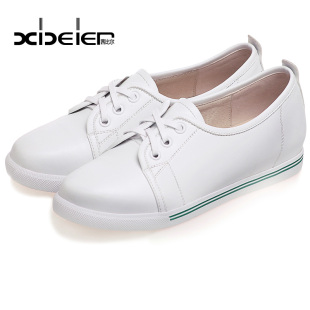 茜比尔春季新款小白鞋运动休闲鞋女系带学生白色板鞋平底平跟女鞋