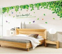 XY1145超大型绿叶墙贴批发 卧室背景个性时尚 可移除环保墙贴