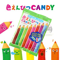 日本甘乐KANRO彩色铅笔糖 8种口味什锦水果糖儿童糖果80g*12包/组