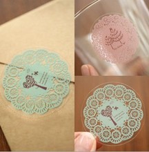 【韩国文具】甜美蕾丝透明PVC杯子手帐贴纸 圆形封口贴 10小枚