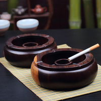 红木黑檀木整个实木原木切割创意烟灰缸木质创意个性 送礼佳品