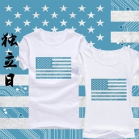 美邦独立日仿美国国旗T恤大码纯棉男女装青少年韩秋装短袖726081