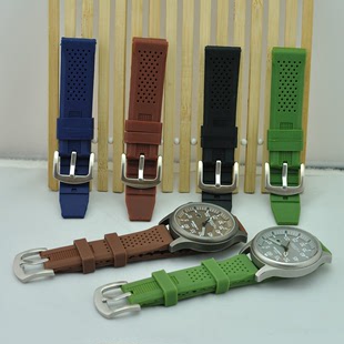 包邮 透气手表带 天然柔软橡胶硅胶表带 运动防水防汗 20|22|24mm