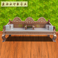 东南亚实木家具老榆木罗汉床 泰式风格雕花罗汉床实木三人沙发