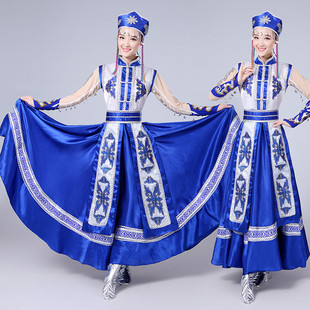 蒙古族演出服装女装成人少数民族表演服大摆裙蒙古袍筷子舞蹈服装