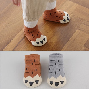 15冬新款 韩国儿童脚爪加厚保暖纯棉毛圈小中筒袜 宝宝婴儿超厚袜