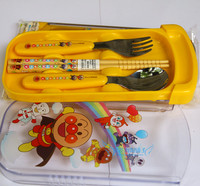 日本购 面包超人儿童餐具 叉勺筷子套装 带盒 随身携带