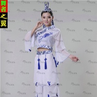 新款青花瓷古典舞民族舞蹈演出服装 2015中国风青花瓷合唱服长款