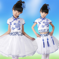 六一儿童表演服舞蹈服装青花瓷公主裙蓬蓬裙古筝演出服合唱服新款