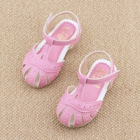 夏0-2岁婴儿学步鞋女宝宝凉鞋女童水钻公主鞋防滑软底包头洞洞鞋