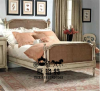 美式乡村实木雕花艺术床 法式简欧复古新古典家具后现代双人床