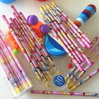 迪士尼公主芭比62种卡通图案HB三角杆铅笔儿童学生书写铅笔
