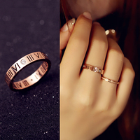 T家大牌风戒指 不褪色钛钢韩国罗马数字韩版时尚玫瑰金女食指尾戒