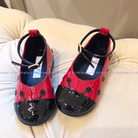 17新款高级定制儿童红色小瓢虫一字带漆皮单鞋女童圆头可爱小皮鞋