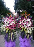 紫玫瑰百合花篮开业大吉送货上门北京上海广州延边多色可选
