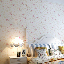 粉红色田园蔷薇莨苕墙纸 女生婚房 温馨卧室 环保无纺布壁纸