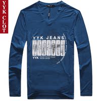 YYK CLOT2016 春秋新款韩版修身 潮 烫银 纯色棉圆领长袖印花t恤