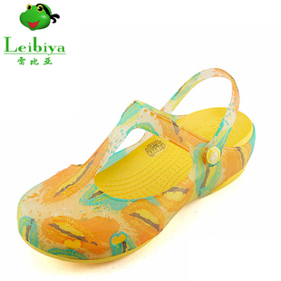 雷比亚2015夏季新款甜美潮沙滩鞋镂空女防滑耐磨鞋凉鞋包头洞洞鞋