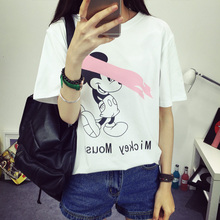 2016夏装新款韩版潮学生大码印花卡通短袖纯棉T恤女宽松上衣