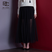 百丝BCVOGA2016冬季新款里短外长不规则网纱半身长裙女B508LC0094