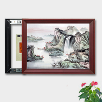 现代中式实木画框可推拉遮挡电表箱电闸电盒装饰画水墨山水瀑布