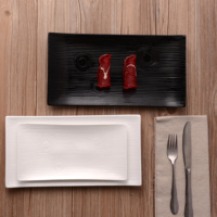 创意日韩式酒店餐厅KTV长方形托盘小吃寿司烤肉陶瓷鱼菜骨盘碟子