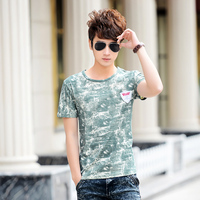 2015夏季男士短袖t恤青少年圆领韩版修身体恤青春流行学生半袖潮