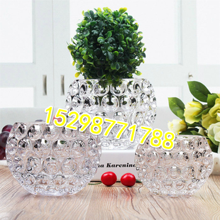 透明加厚玻璃圆球水晶花瓶家居饰品摆件水培绿萝花卉花盆器皿大小