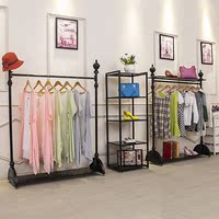 欧式铁艺服装店展示架落地式服装架女装上墙正侧挂衣架中岛置物架