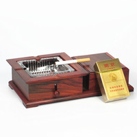 红木工艺品 高档老挝大红酸枝木烟灰缸 长方烟缸玻璃缸 商务礼品