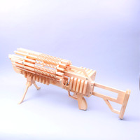 OGG CRAFT 仿真玩具枪 木制新款加特林-2 发射软弹类木头枪皮筋枪