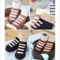 【正版仿鞋毛圈袜】韩国新款冬季加厚毛巾儿童袜婴儿宝宝防滑袜子
