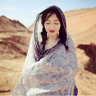 沙滩巾大披肩防晒海边丝巾女民族风棉麻沙滩巾多种用途防晒披纱