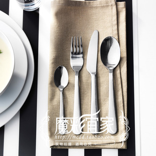 IKEA 加肯 金属餐具24件套, 不锈钢 牛排刀叉 西餐餐具 宜家