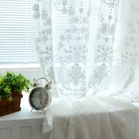 【八零印象】欧式复古刺绣花白色窗纱卧室客厅飘窗定制窗帘成品