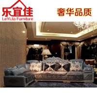 欧式简约现代客厅转角L型皮配布沙发组合大小户型三人贵妃沙发