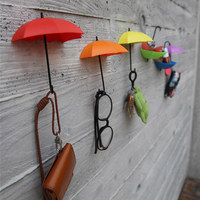 A韩国创意挂钩雨伞造型粘钩 家用小挂钩 钥匙挂 三个装