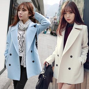 2015秋冬装新款女装韩版修身显瘦毛呢外套女中长款呢子大衣女外套