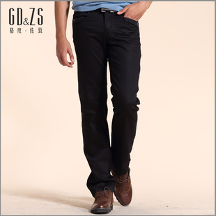 GD＆ZS/格度·佐致男士英伦修身休闲裤商务直筒长裤中腰黑色裤子