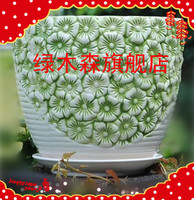 高档欧式花盆 陶瓷花盆带托盘大中小号简约个性多肉植物盆栽