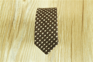 咖啡色千鸟格羊毛自绑窄款领带休闲领带原创手工领带+bv.c.n77