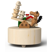Jean台湾木质音乐盒跷跷板三只小猪圣诞情人新年男女儿童生日礼物