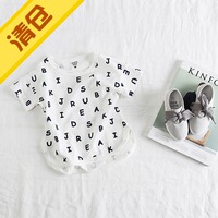 韩国品牌亲子童装2015夏款男女童纯棉短袖T恤韩版英文字母亲子装
