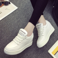 秋季内增高女士低帮鞋韩版白色字母休闲运动鞋坡跟厚底学生女鞋潮