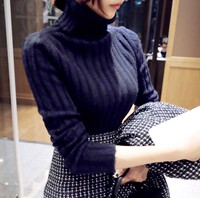 韩国正品代购秋冬女装高领柔软暗纹修身包身保暖针织毛衣 螺纹