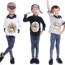 潮品儿童卫衣男童T恤长袖纯棉上衣假两件2014新款韩版童装体恤