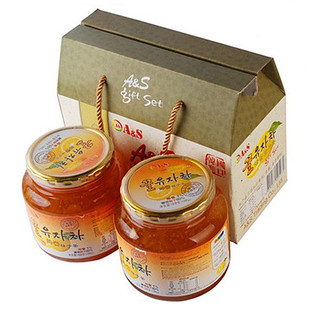 韩国原装进口 奥尚AS蜂蜜柚子茶 1080克X2瓶 礼盒装 新藏外包邮
