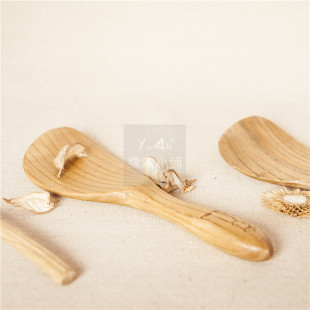 日式天然木质厨房用品 环保实木烹饪饭勺 不沾米饭饭铲 一把